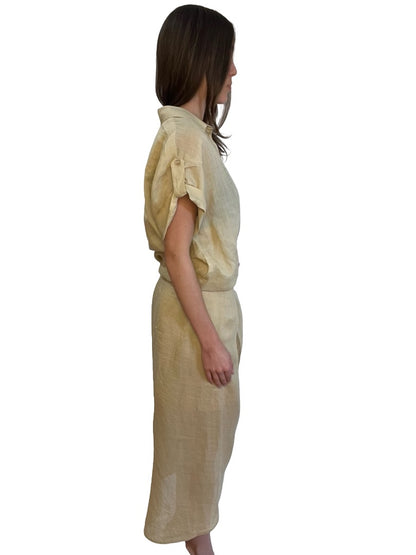 Twinset Beige 100% Ramie Shirt/Skirt Set. Size: S