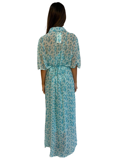 Lee Mathews Blue Blurry Print Dress. Size: 5