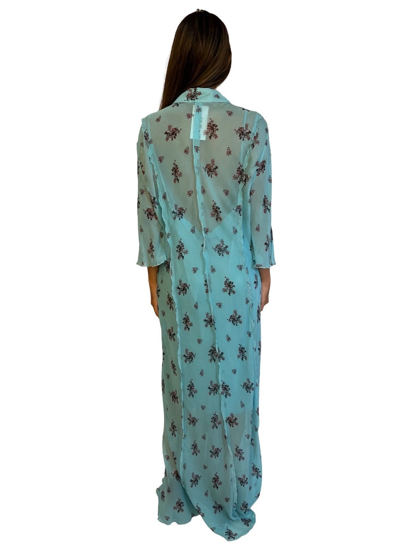 Lee Mathews Blue Branch Print Dress. Size: 5