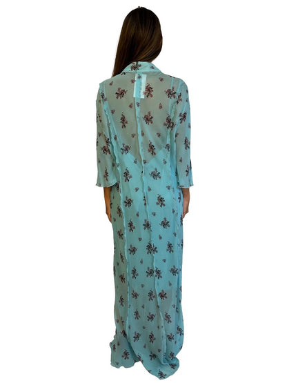 Lee Mathews Blue Branch Print Dress. Size: 5