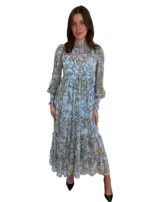 Me+Em Blue Long Tiered Maxi Dress. Size: 8