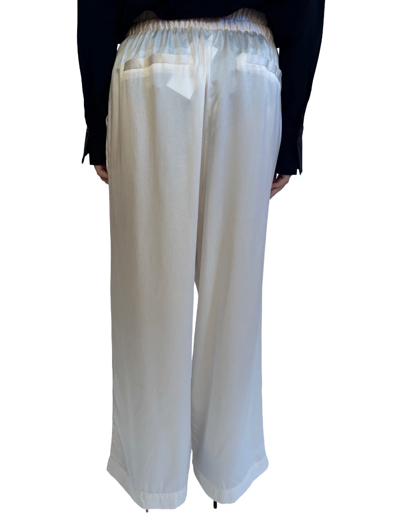 Husk Cream Silk Satin Trousers. Size: 10