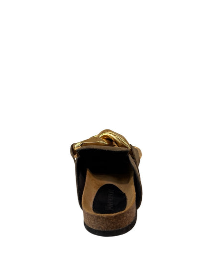JW Anderson Khaki Suede Chain Mules. Size: 37