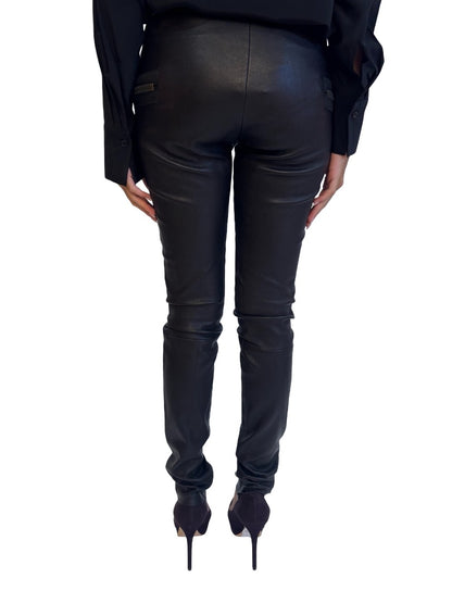 Les Chiffoniers Black Leather Leggings w/ Zippers. Size: S