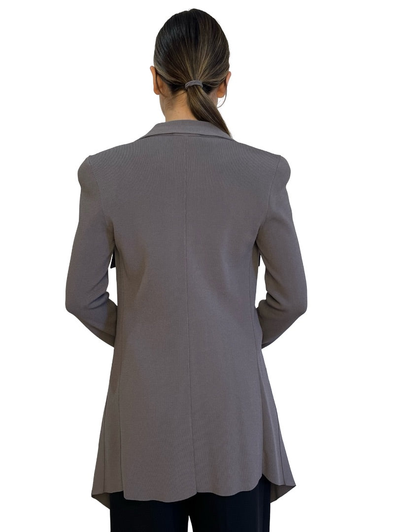 Scanlan Theodore Slate Grey Crepe Knit Cardigan . Size: M