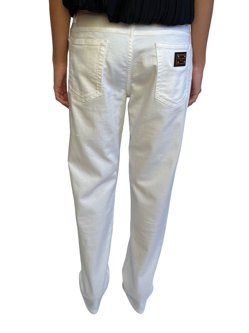 Dolce & Gabbana White Straight Leg Jeans. Size: 40
