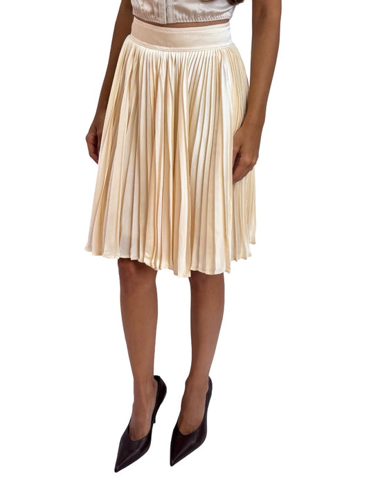 Aje Cream 'Wondrous' Pleated Satin Skirt. Size: 4 AU