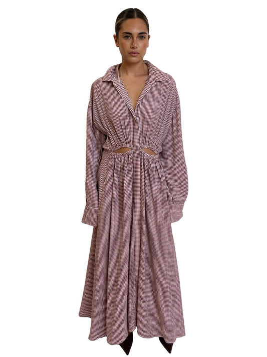 Scanlan Theodore Red / White Gingham Long Sleeve Dress. Size: 12