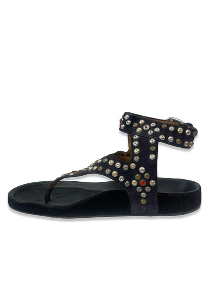 Isabel Marant Black Studded Leather Sandals. Size: 38