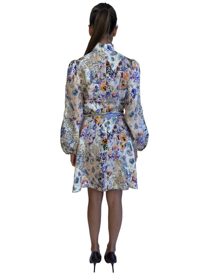 Zimmermann Purple / Multi-Colour Iris Floral Print mini Dress. Size: 1