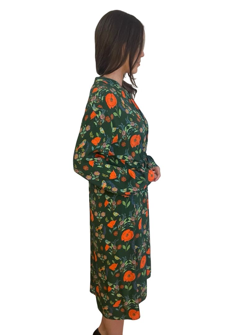 Scanlan Theodore Green Floral Midi Dress. Size: 8