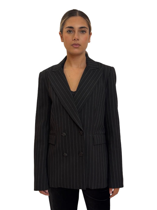 Camilla & Marc Black Daub Pinstripe Blazer. Size: 10
