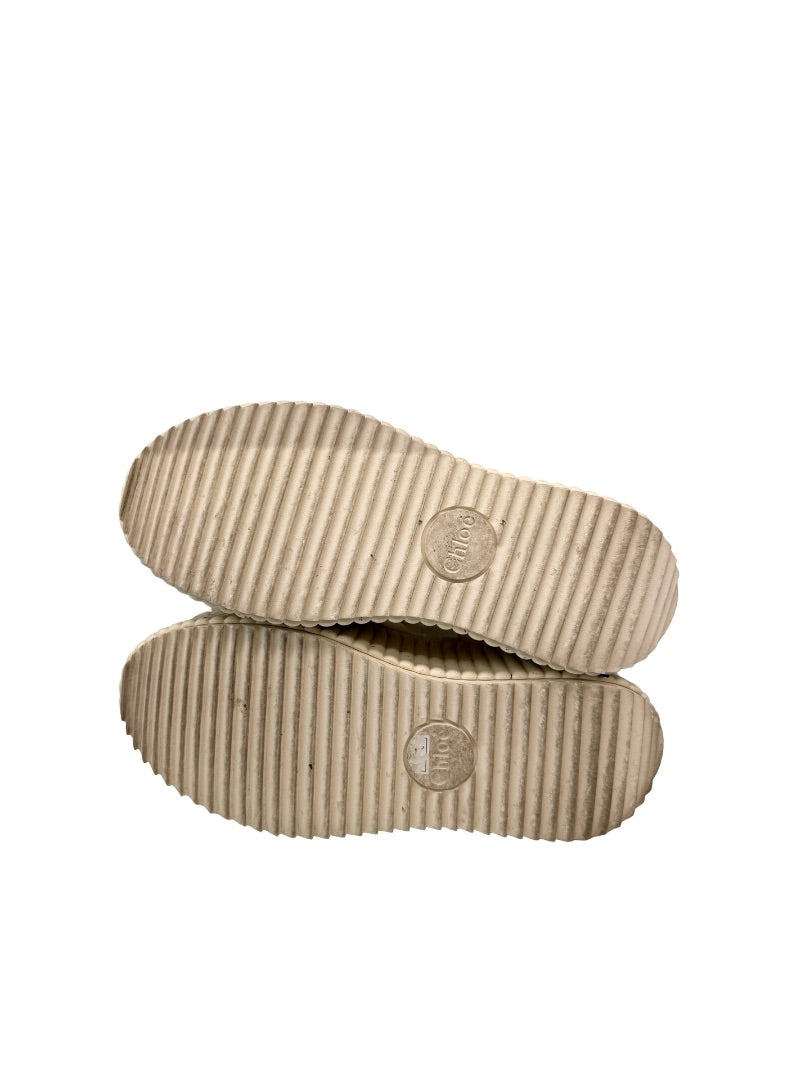 Chloe White Nama 80 Leather Platform Sandals. Size: 40