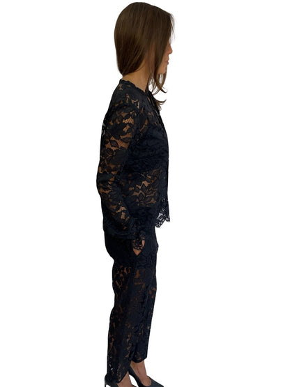 Scanlan Theodore Black Lace Top/Pant Set. Size: 10