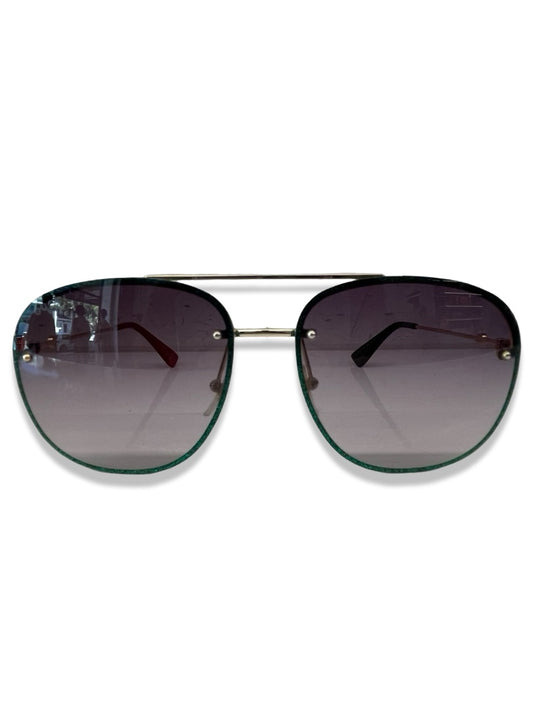 Gucci Gold Frame 'GG02275 001' Sunglasses W Glitter Trim.