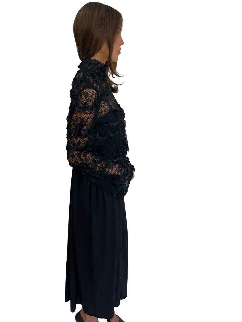 Scanlan Theodore Black Lace Tassel Top/Dress Set. Size: 10