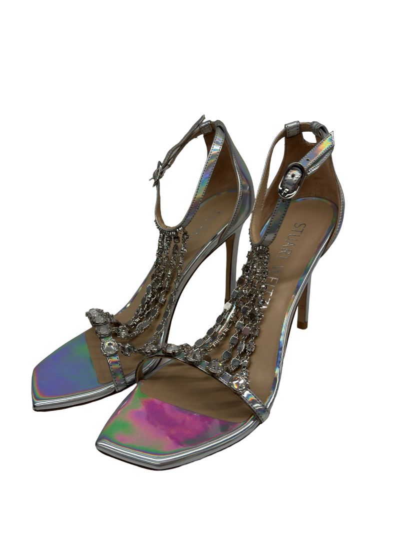 Stuart Weitzman Silver Star Dust Crystal Embellished Heels. Size: 6.5
