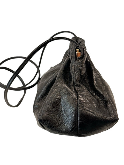A-Esque Black Metallic Leather Crossbody / Clutch Bag.