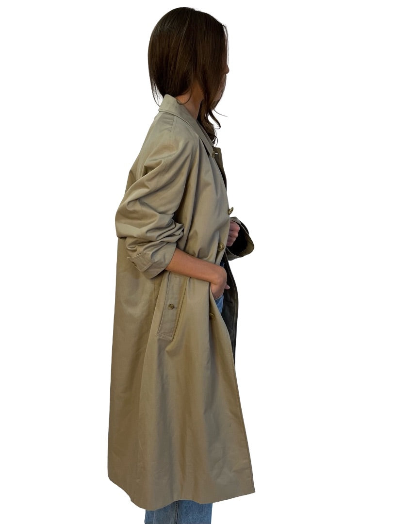 Burberry Light Khaki 50 RX Wool Interior Trench Coat. Size: M