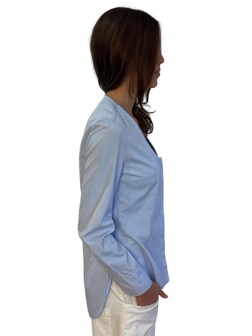 Balenciaga Light Blue Scoop Neck Shirt w/ Panel. Size: 40