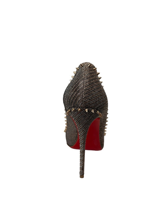 Christian Louboutin Silver Anjalina 100 Glitter Studded Pumps. Size: 38