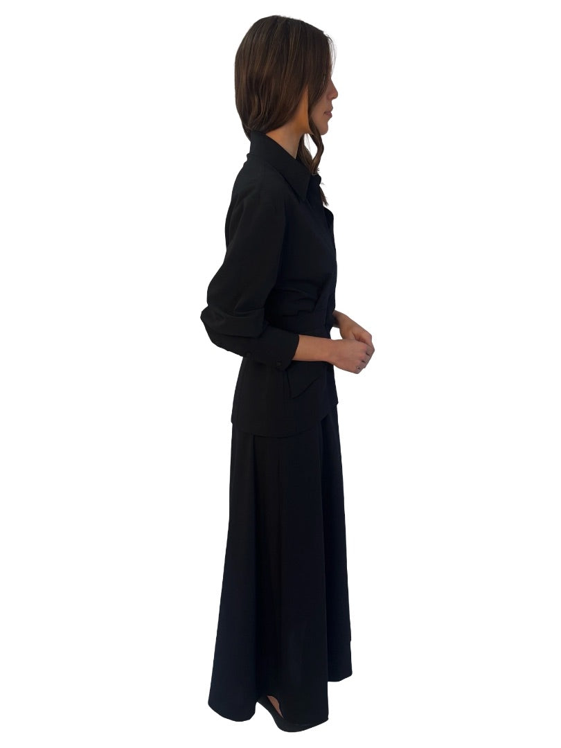 Camilla & Marc Black Shirt Dress w/ Skirt Overlay. Size: 6