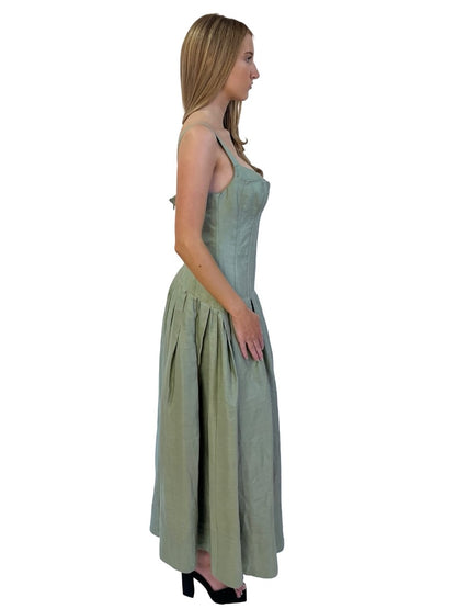 Nicholas Green Bodice Pleated Linen Dress. Size: 10