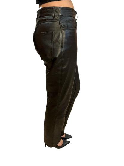 SportMax Black Leather Pants. Size: M-L