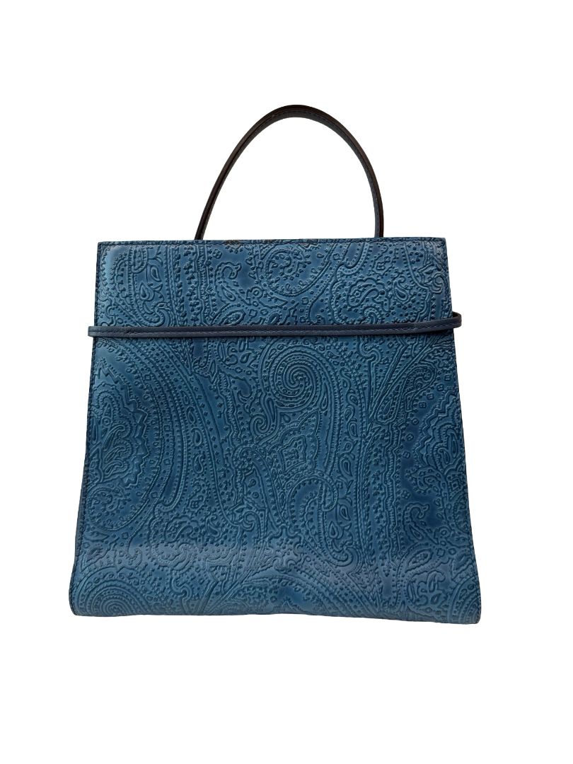 Etro Blue Paisley Drawstring Tote Bag.