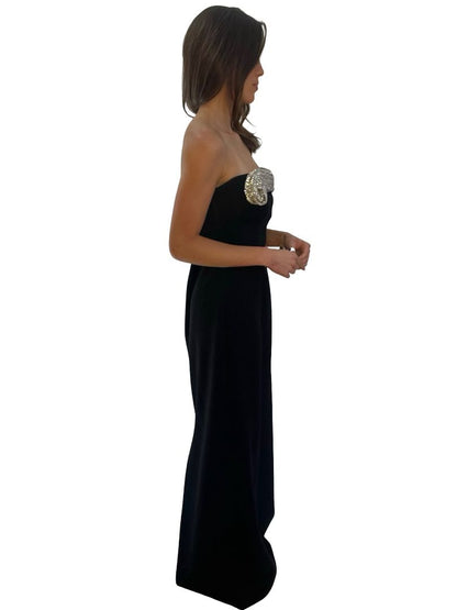Rachel Gilbert Black 'Charlotte' Embellished Gown. Size: 14