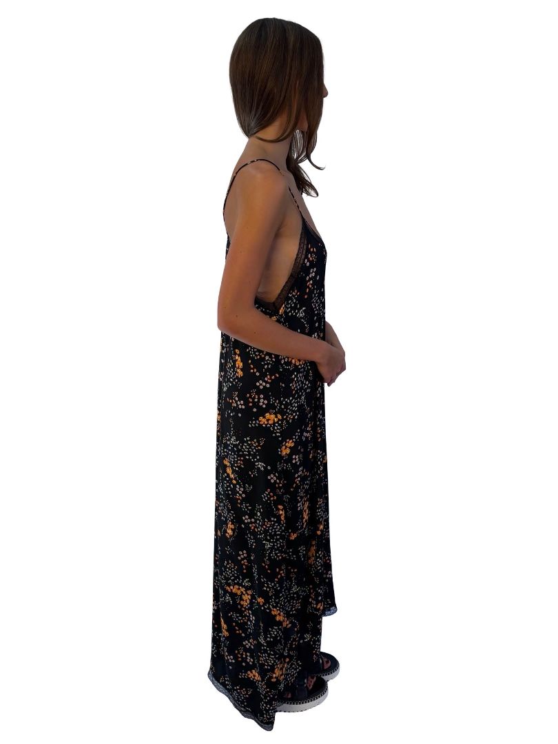 Zadig & Voltaire Black/Multi 'Rusty Spark Flowers' Lace Trim Dress. Size: S
