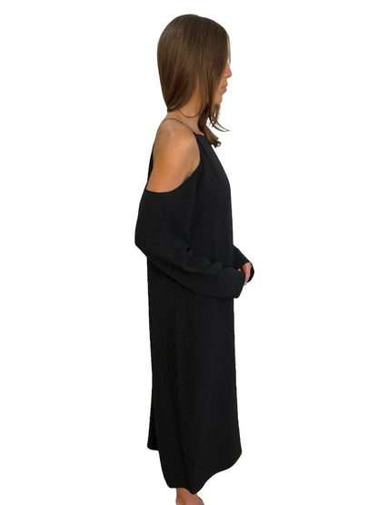 The Row Black Shoulder Cut-Out Maxi Dress. Size: L