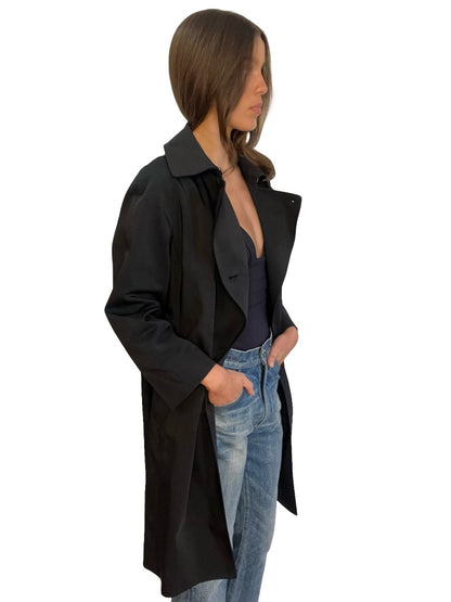 MaxMara Studio Black Belted Trench Coat. Size: 16