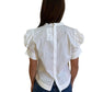 Bassike White Puff Sleeve Top. Size: 1