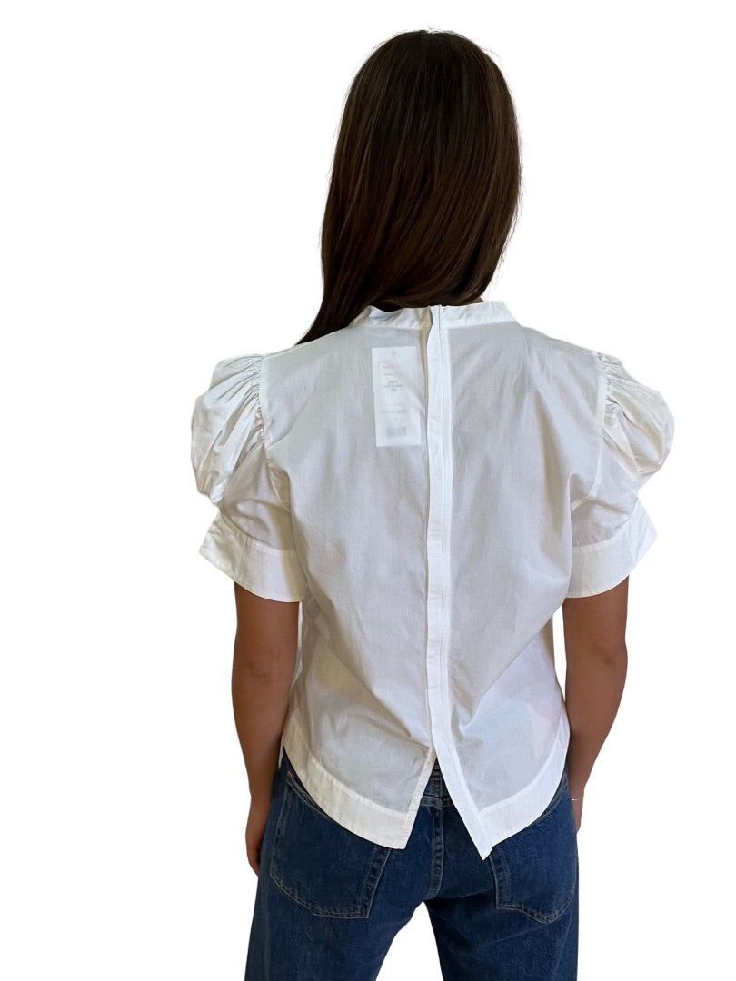 Bassike White Puff Sleeve Top. Size: 1