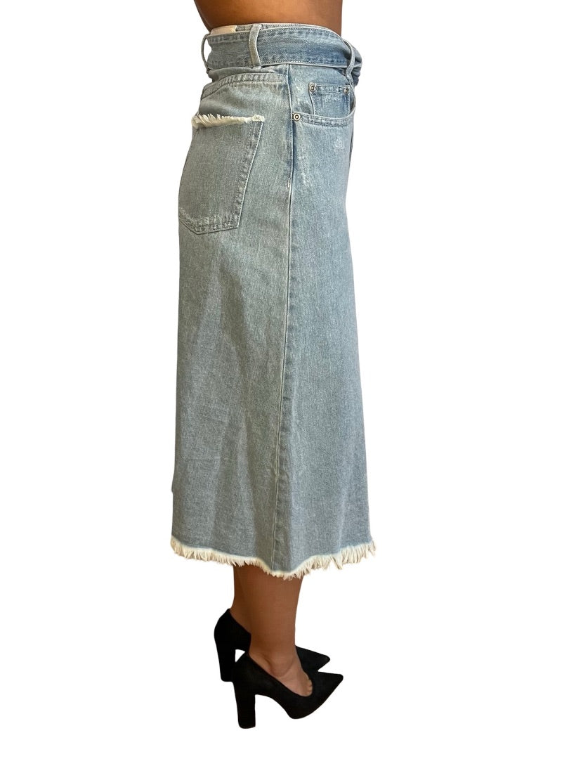 Zimmermann Blue Denim MidiSkirt. Size: 0