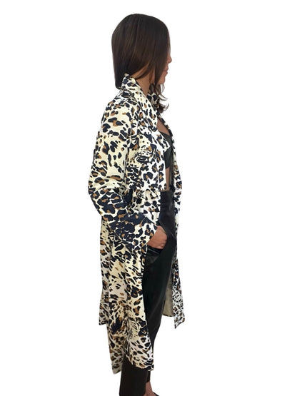 Carla Zampatti Off White 'La Dolce Vita' Leopard Trench. Size: 12