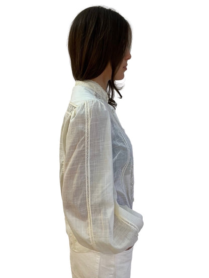 Zimmermann Cream 'Halliday Lace Trim' Shirt. Size: 1