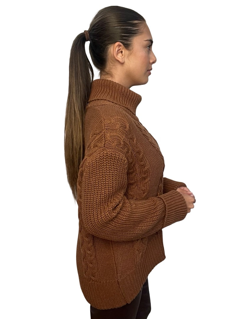 Victoria & Woods Brown Turtleneck Knit Sweater. Size: 0