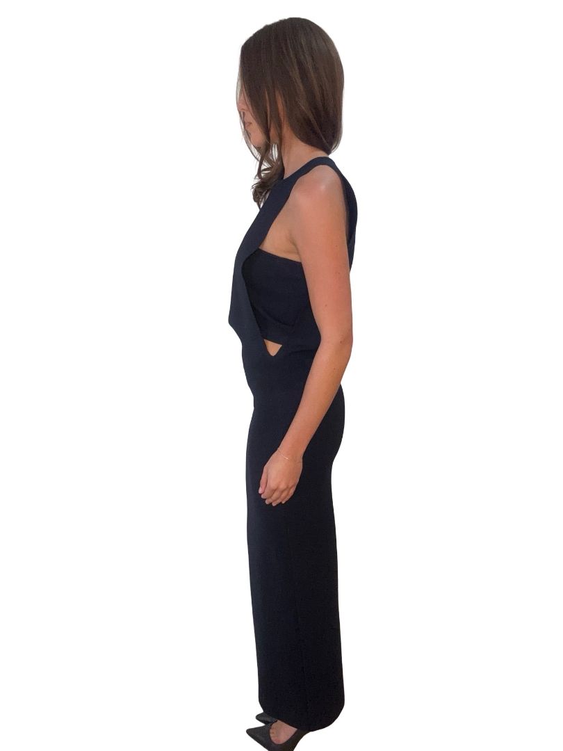 Scanlan Theodore Navy Crepe Knit Long Dress W Band. Size: M