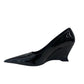 Ferragamo Black Patent Pointy-Toe Wedge Heels. Size: 9C