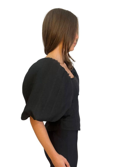 Aje Black Puff Sleeve Crop. Size: 10
