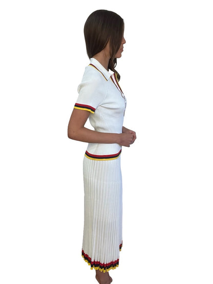 Zimmermann White Striped Ribbed Top & Skirt Set. Size: 0-2