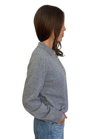 Blaze Milano Grey Wool/Cashmere Longsleeve W Gold Buttons. Size: 2