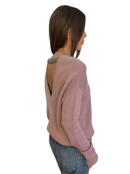 Essentiel Antwerp Mauve Wool Sweater w/ Embellishments. Size: M