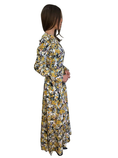 Essential Antwerp Yellow/White Floral Ruffle Dress. Size: 36