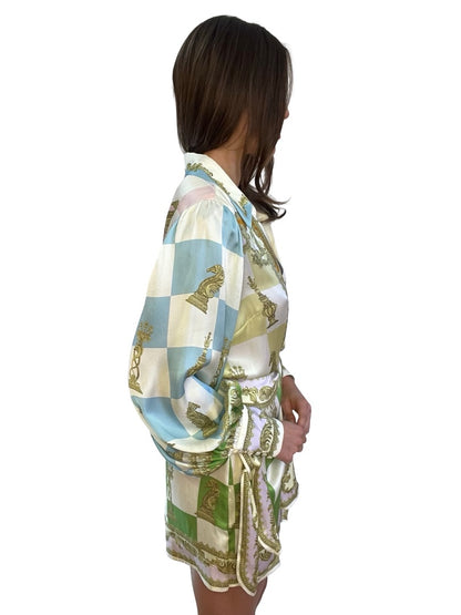 Alemais Multi-Colour Checkmate Silk Mini Dress. Size: 10