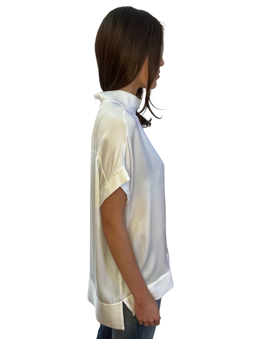 By Malene Birger White High Neck Blouse. Size: L-XL