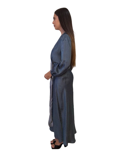 Scanlan Theodore Blue / Grey Printed Twill Dress. Size: 8