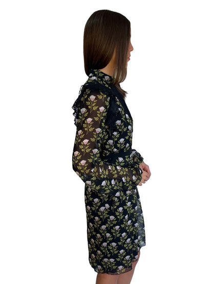 Giambattista Valli Black/Green Lace Floral Dress. Size: 44